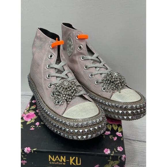 Nan-Ku X Free People Womens Cruise Studded Hi Top Sneakers Mellow Mauve Size 37 - Picture 1 of 6